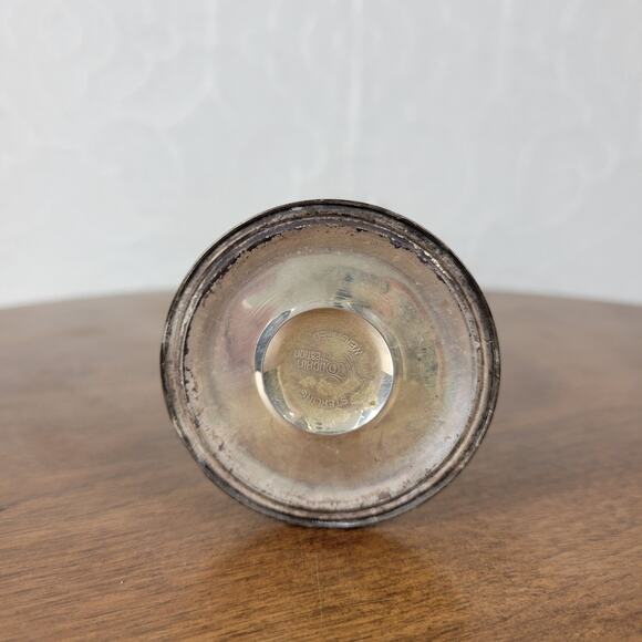 VINTAGE Duchin Creation Silver Etched Glass Bud Vase 10 Sterling Weighted Base - Picture 13 of 14